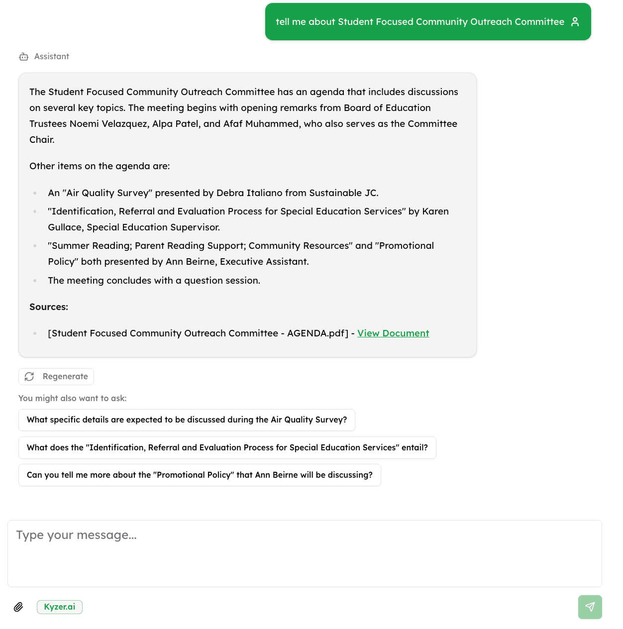 Kyzer dashboard - special-education